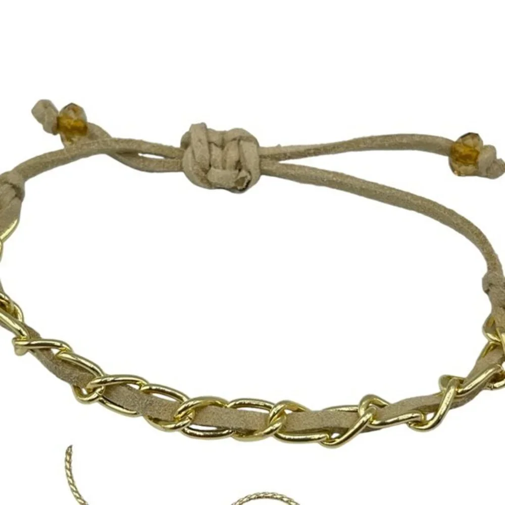 Minicci Boho Gold Tone Nylon Thread Beaded Chain Bracelets